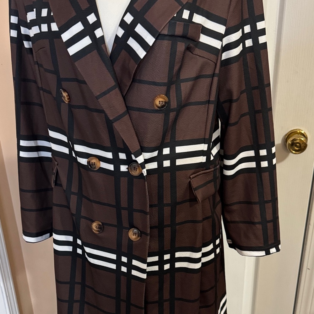 Brown Plaid Women's Skirt Set
